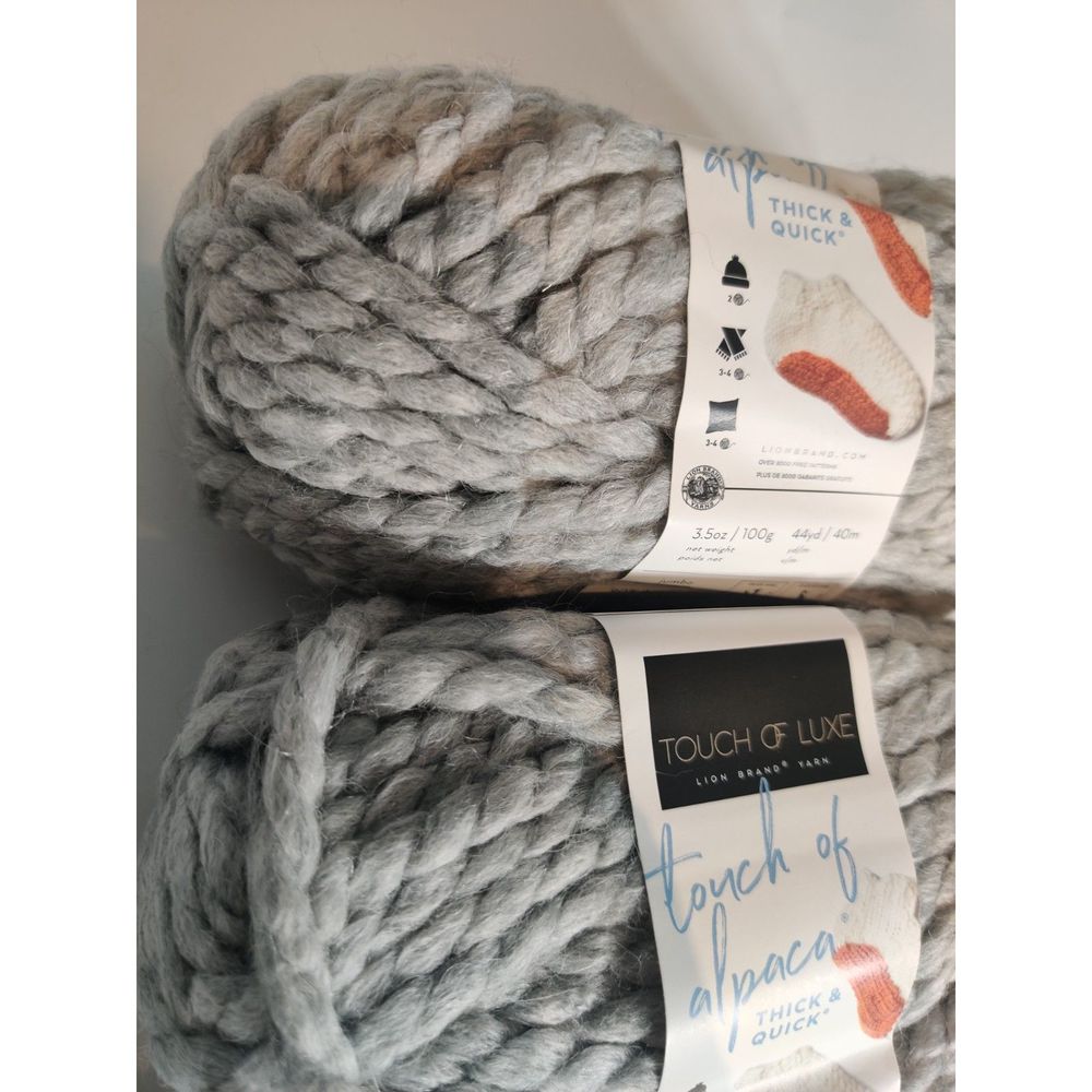 Touch Of Alpaca Thick & Quick Lion Brand Yarn Jumbo 7 Cement 3 pack Lot - Picture 5 of 11